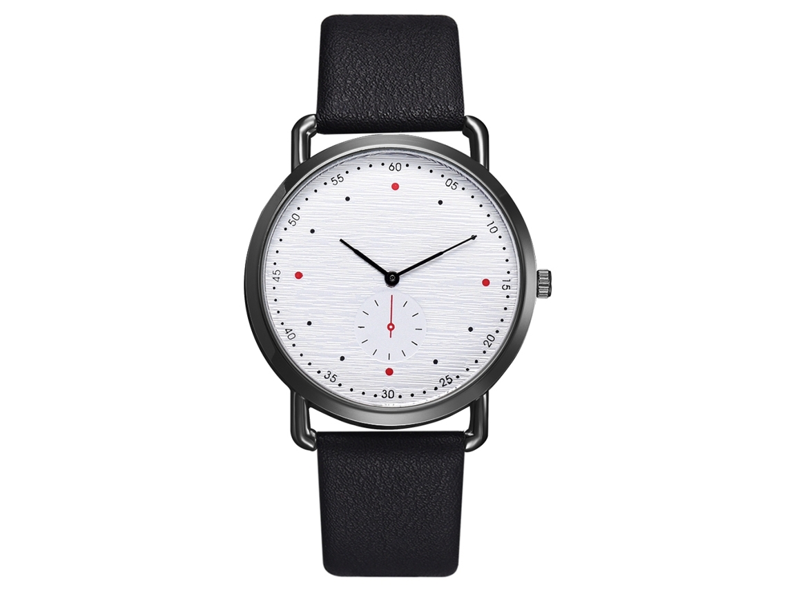 Reloj De Pulsera Para Hombre De Cuarzo Con Correa De Pu Dial Redondo Casual Y Empresarial Negro