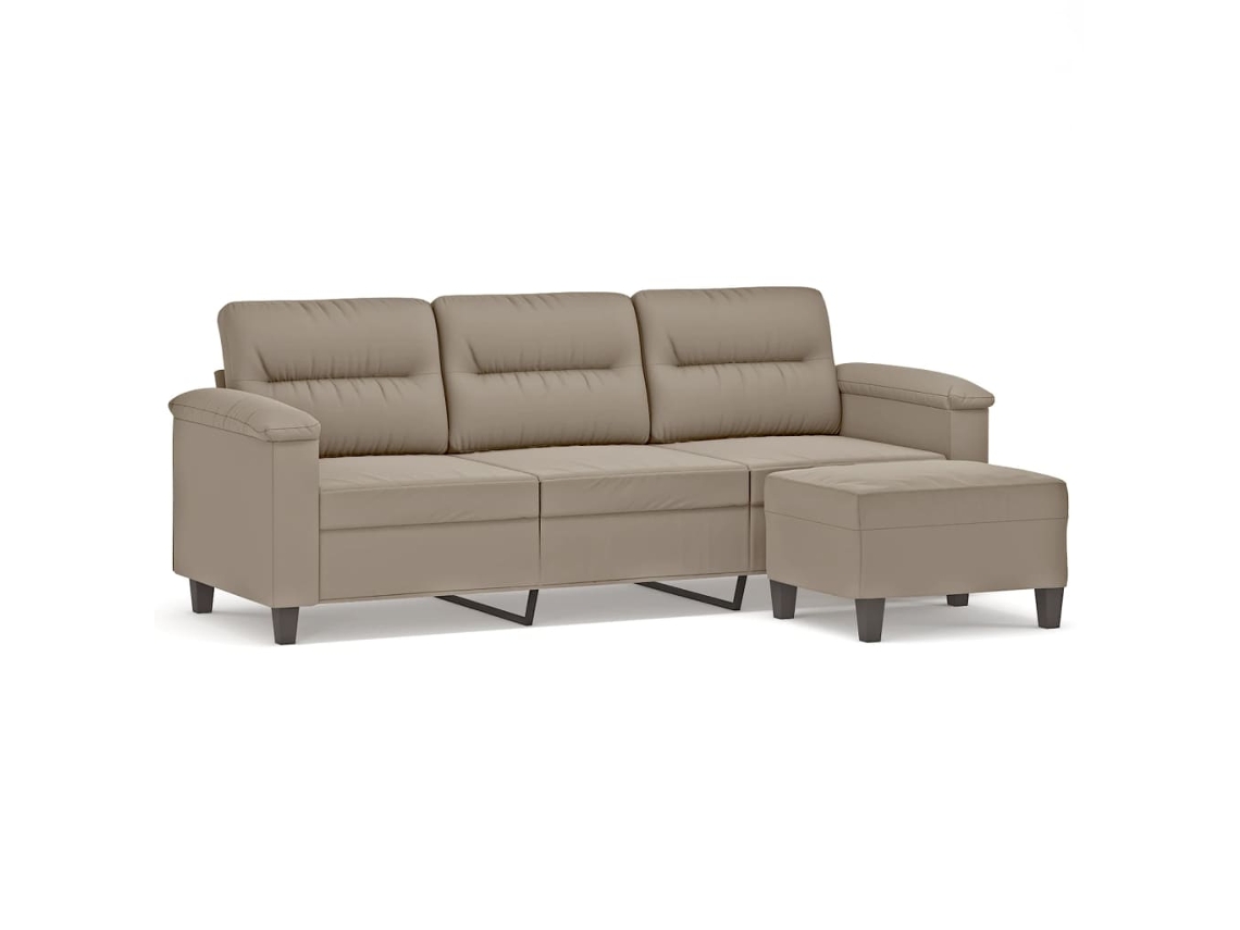 Maison Exclusive - Sofá De 3 Plazas Y Taburete Tela Microfibra Gris Taupe 180 Cm