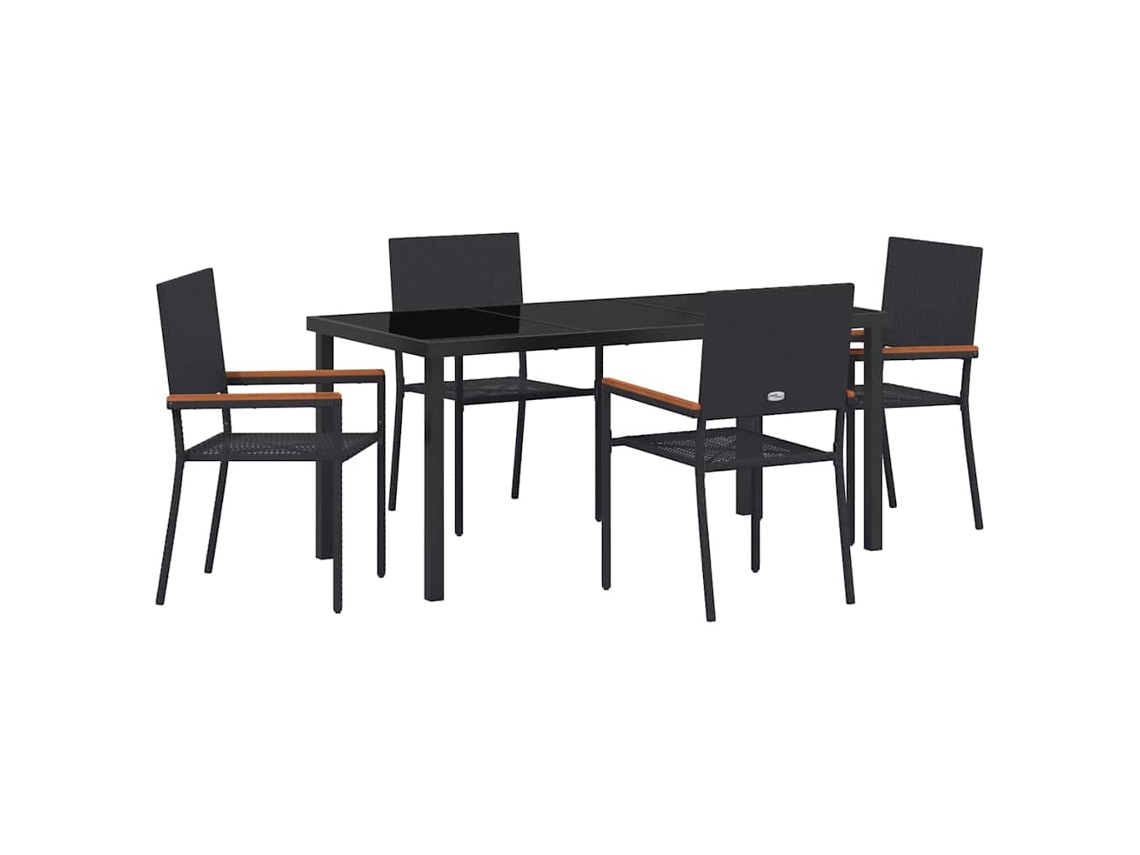 Maison Exclusive - Conjunto De Comedor De Jardín 5 Pcs Negro Ratán Sintético