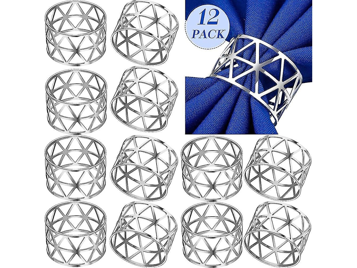 Rebe-anillos Para Servilletas, 12 Piezas Anillos De Servilleta Huecos Para Decoración De Mesa Blanco
