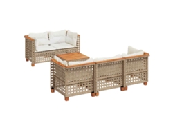 Conjunto de sofás de jardín vidaxl 6 piezas ratán/mimbre beige