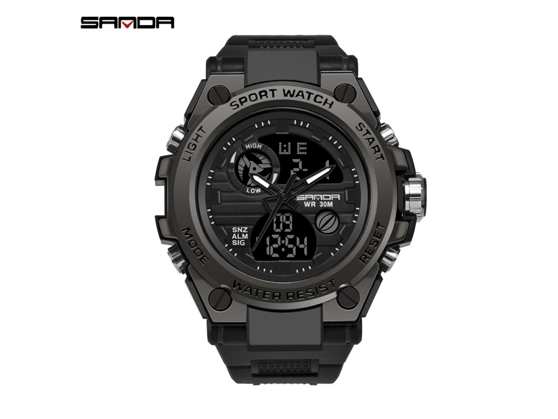 Reloj Electrónico (para Hombre, Totalmente Negro), Reloj Deportivo Impermeable Para Exteriores, Reloj Electrónico Multifuncional Luminoso.