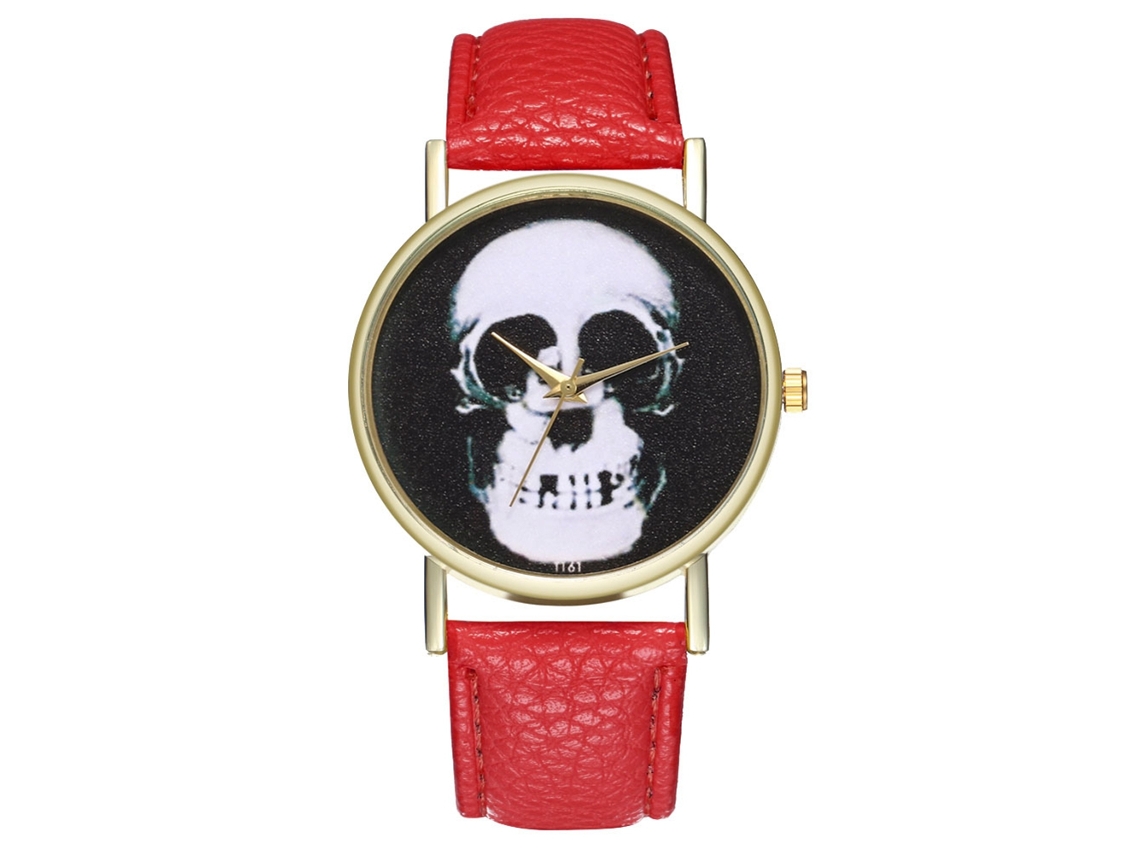 Reloj De Pulsera Unisex Zhoulianfa De Piel Sintética Con Esfera Redonda, Movimiento De Cuarzo, Color Rojo Informal.