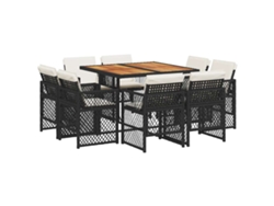 Maison Exclusive - Set De Comedor De Jardín 9 Pzas Y Cojines Ratán Sintético Negro