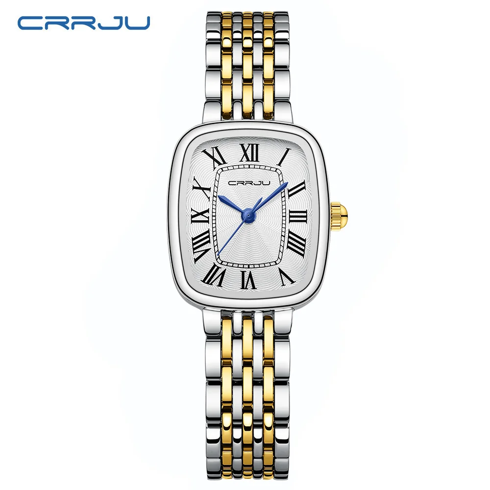Relógio Feminino, Caixa Retangular Retrô, Pulseira De Aço Inoxidável