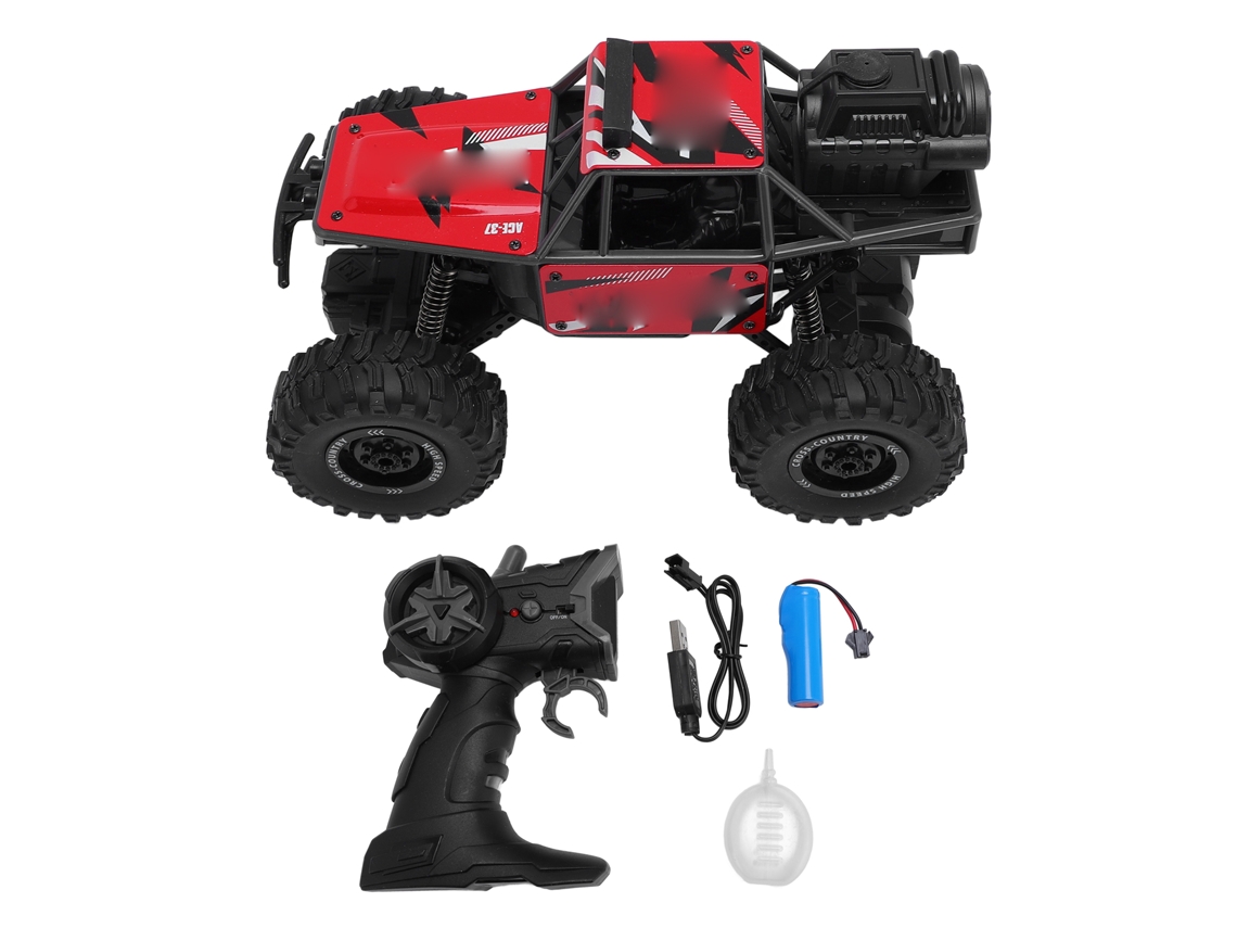 2026-coche Rc De Off Road 2.4g Con Spray Y Luz 5 Canales Control Remoto De Aleación Rojo Juguete Para Niños