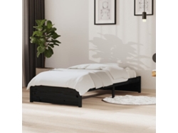 Estructura Cama Individual Sin Colchón Madera Negro 90x190 Cm