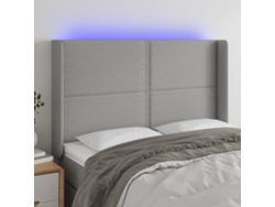 Cabecero Con Led De Tela Gris Claro 147x16x118/128 Cm