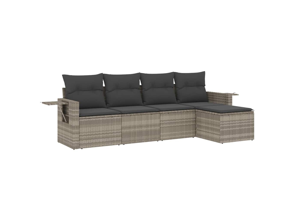 Maison Exclusive - Set De Sofás Jardín Y Cojines 5 Pzas Ratán Sintético Gris Claro