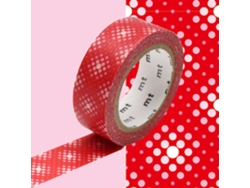 Cinta adhesiva decorativa puntos blancos sobre fondo rojo - 1,5 cmx7 m