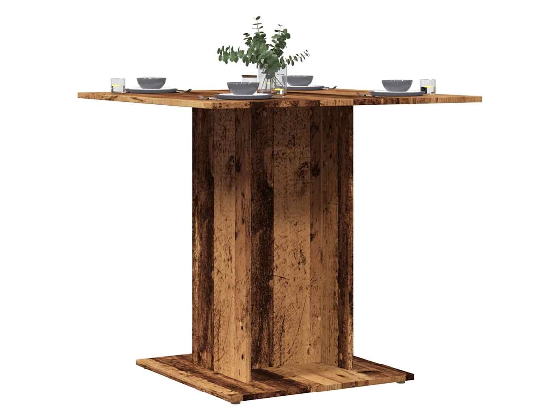 Mesa de comedor | Mesa de comedor de 80x80x75 cm, derivados de madera, madera antigua