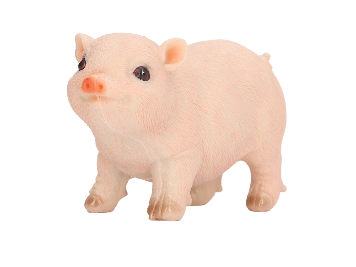 Adorable figura de cerdo de resina rosa para jardín