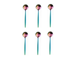 Juego de 6 cucharas pequeñas de acero inoxidable, negras y doradas. MDUG (coloridas)