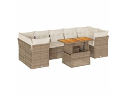 Maison Exclusive - Conjunto de sofá de jardín de 8 piezas con cojines de mimbre, color beige