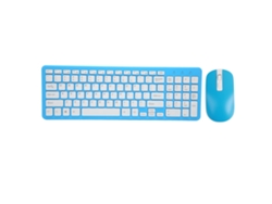 Combo Teclado E Mouse Sem Fio 96 Teclas 2.4g Transmissão 10 Metros Anti-deslizante Resistente A Descoloração Azul