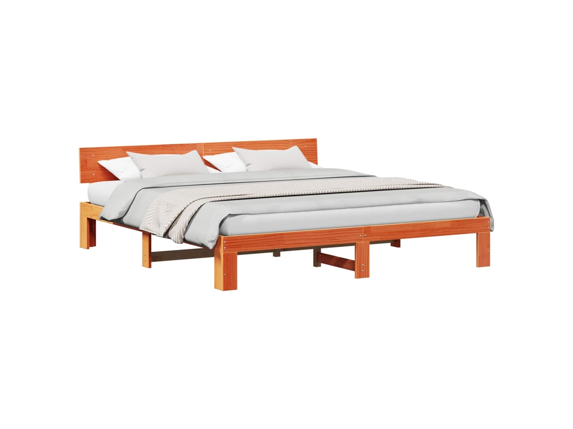 Maison Exclusive - Estructura De Cama Con Cabecera Marrón Cera 180 X 200 Cm