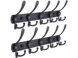 2026-perchero De Pared 5 Ganchos Triples Resistente Acero Inoxidable Metal Para Abrigos Sombreros Toallas (negro 2 Piezas)