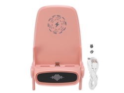 Cargador inalámbrico Aetheria con altavoz y soporte en forma de silla para teléfonos móviles Roseate