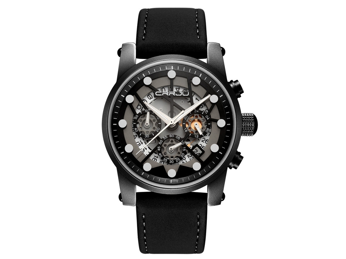 Reloj Deportivo Masculino De Moda Con Dial Redondo Analógico De Cuarzo (negro)