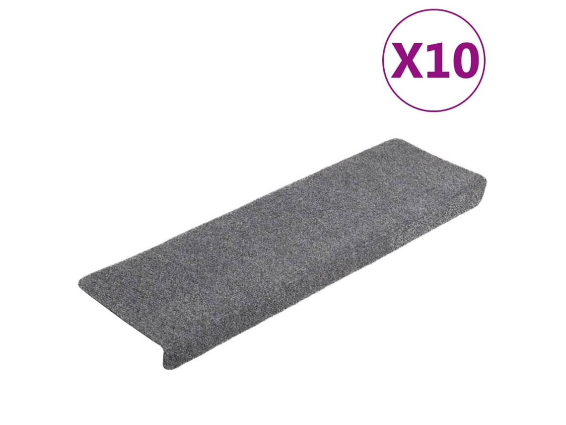 Conjunto 10 Alfombrilla de escaleras VIDAXL Gris Polipropileno (65x21x4 cm)