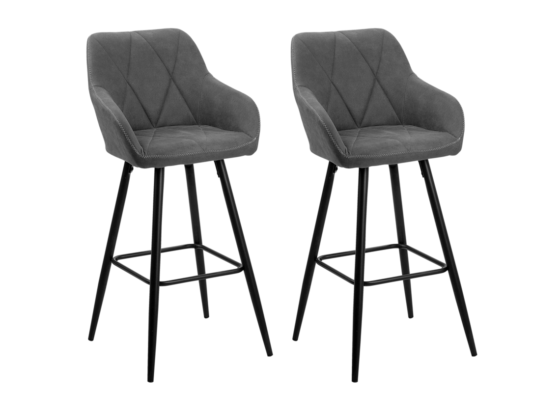 Conjunto de 2 cadeiras de bar BELIANI Darien de Poliéster Cinzento 49x53x104
