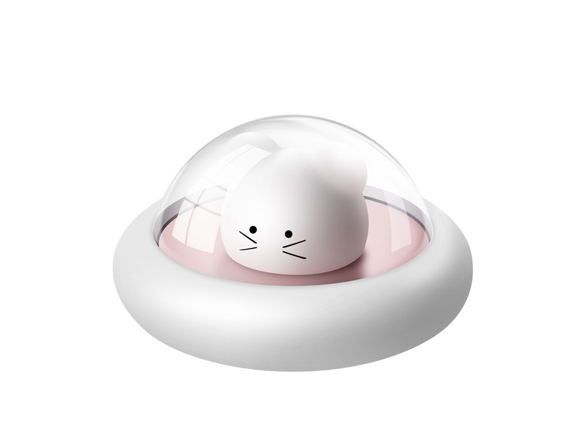 Pequeña luz nocturna USB con diseño de ratón de dibujos animados, 3 niveles de intensidad, color rosa.
