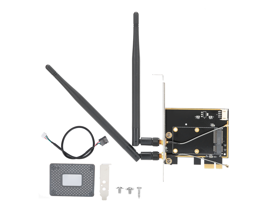 Adaptador De Tarjeta De Red Inalámbrica Mini Pci-e Para Pc De Escritorio Pci-e Con 2 Antenas Y Soporte Bluetooth.