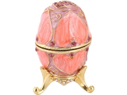Elegante Porta-joias Em Formato De Ovo De Metal Com Cristais, Organizador Compacto Para Anéis E Brincos.