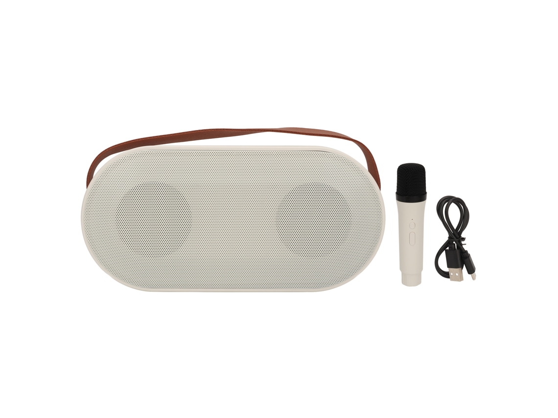 2026-micrófono Altavoz Bluetooth Portátil Bonito Con Luz Ambiente Potente Batería 500mah Para Fiestas Hogar Blanco Micrófono Individual