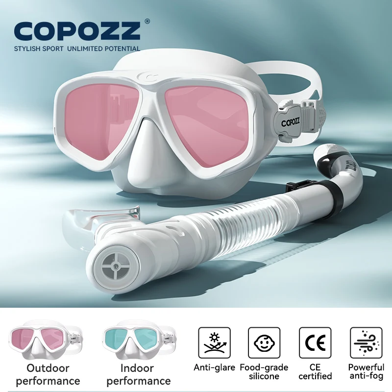 (blanco) Máscara De Buceo Profesional, Antivaho, Con Placa Frontal De Cristal Templado, Unisex.