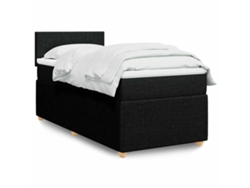 Cama Box Spring Con Colchón Tela Negro 100x200 Cm