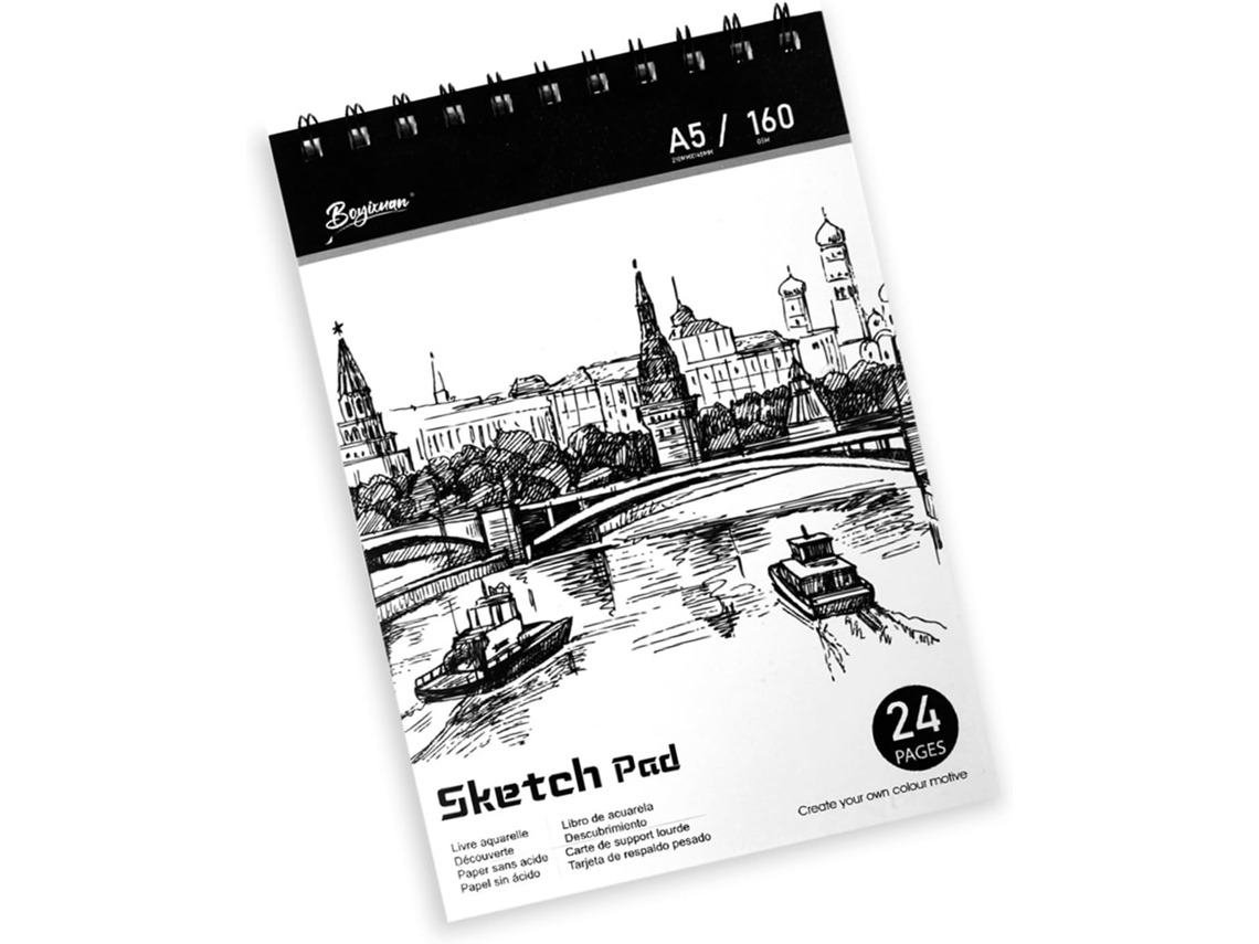 Encuadernación En Espiral Doble, 24 Páginas, Papel De 160 G/m², Para Bocetos, Dibujos, Ilustraciones Y Arte.