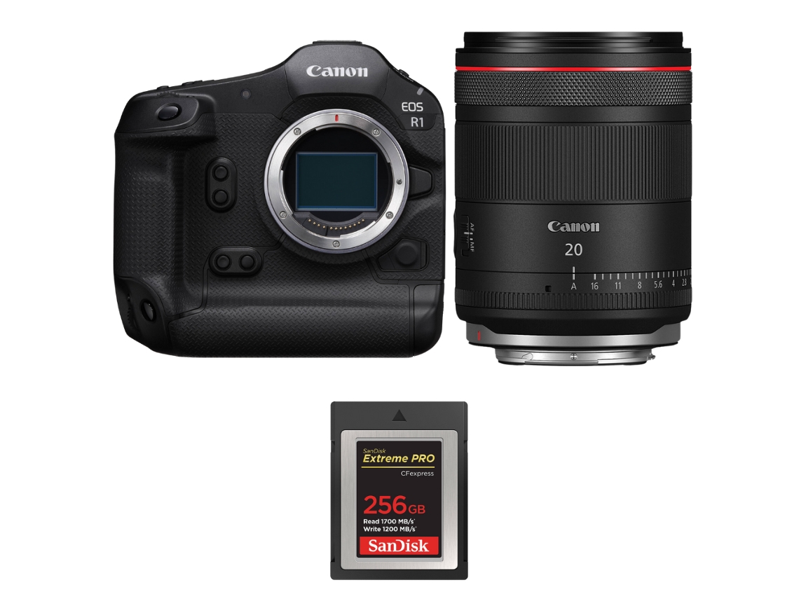 Canon EOS R1 + RF 20mm F/1.4 L VCM + 1 Sandisk 256GB Extreme Pro CFExpress Tipo B + Libro electrónico “20 consejos para fotos impresionantes”