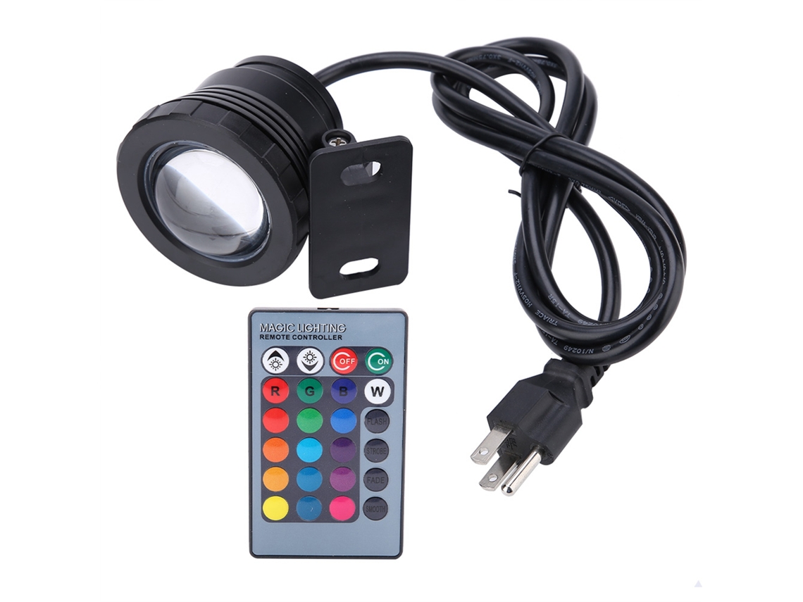Foco Led Rgb Decorativo Impermeable Para Uso Exterior, 5w, Negro, Con Control Remoto.