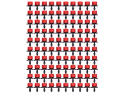 100 Goteros De Riego Ajustables De 8 Orificios Para Jardín, Invernadero, Patio, Color Rojo.
