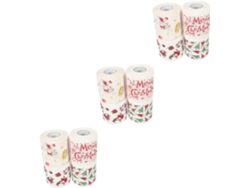3 Juegos De Papel Higiénico Navideño Estampado Con Diseños Festivos De Árboles De Navidad Y Letras.