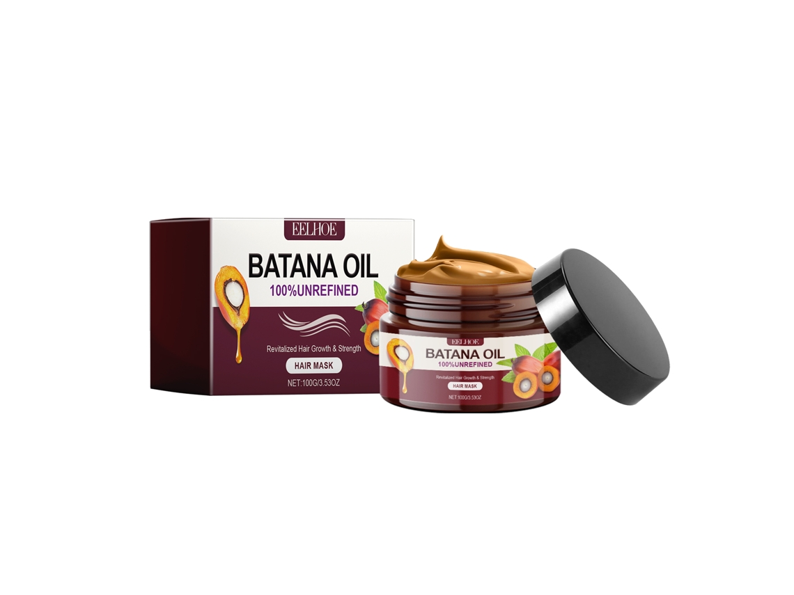 La mascarilla capilar de aceite de Eelhoe Batan fortalece y nutre el cabello, para lograr hebras suaves.