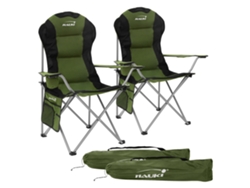 2x Sillas plegables de camping caqui asientos de pesca con portavasos y bolsa HAUKI