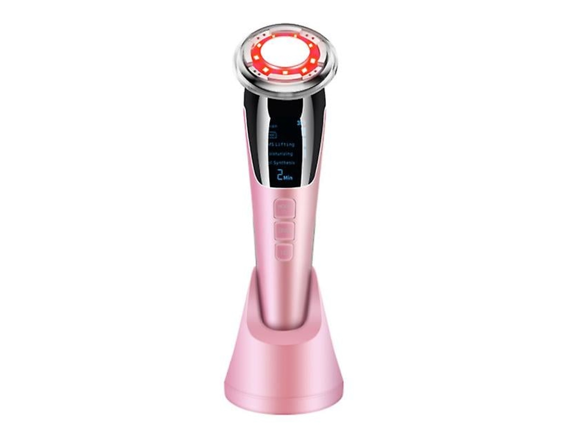 Massageador Facial Ems Terapia de Fótons Led Combinada com Quente e Friocor de Rosa 