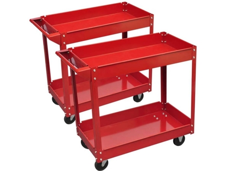 vidaXL Carritos caja de herramientas 2 estantes 2 uds