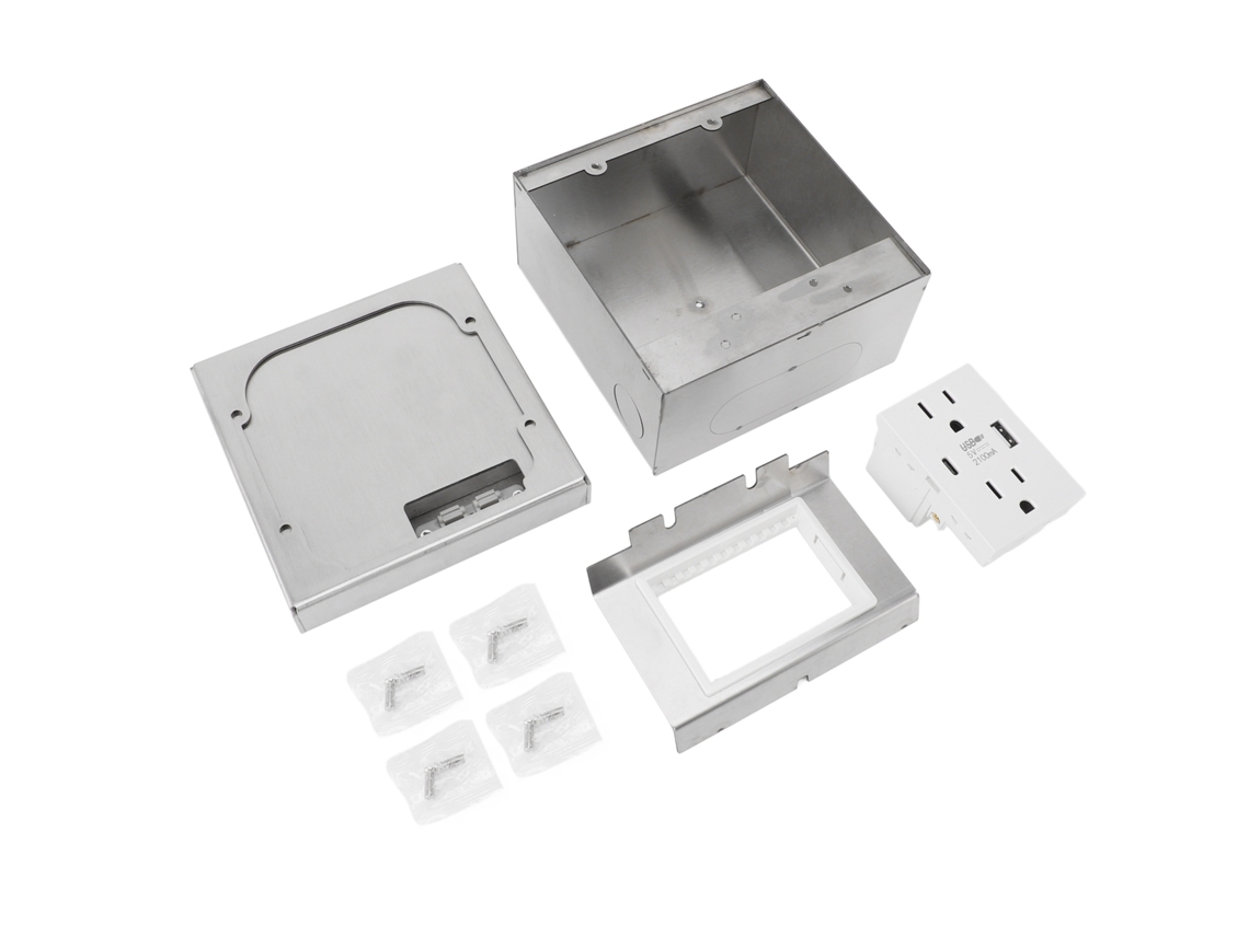 Kit De Toma De Corriente Plana Oculta De Estilo Americano, De Acero Inoxidable, Resistente Al Agua, Con Usb.