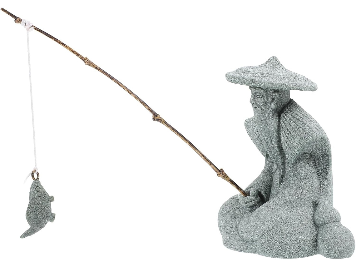 Estatua De Resina De Un Pescador Para Acuarios Y Bonsáis, Con Detalles Delicados Y Decoración Tradicional China Para