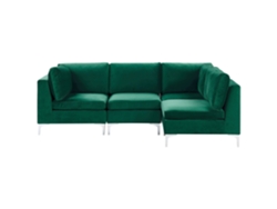Sofá Modular De 4 Peças Beliani Evja De Veludo Verde 235x150x84
