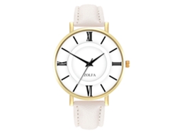 Reloj De Pareja De Cuero Pu Casual Analógico De Cuarzo Con Correa Blanca