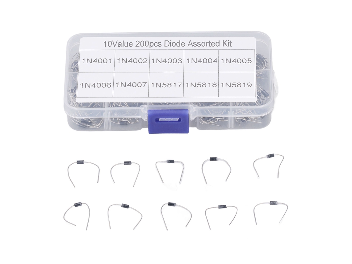 Yncm2026-kit De Diodos Rectificadores Variados 1n4001-1n4007-1n5819 200 Piezas Para Desarrollo Y Mantenimiento Electrónico
