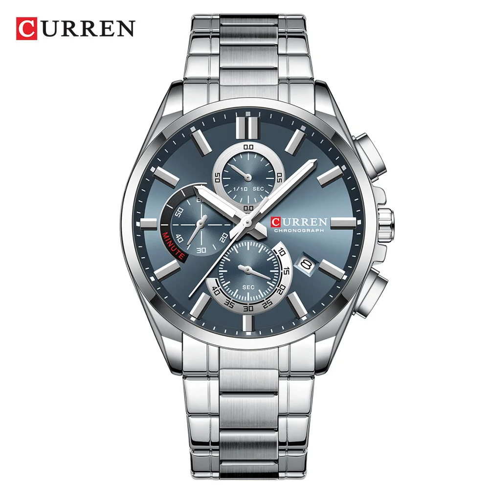 Relógio Esportivo Cronógrafo Masculino - Pulseira De Aço Inoxidável E Mostrador Multifuncional