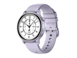 Reloj inteligente (morado) con GPS, posicionamiento por satélite, monitorización de la frecuencia cardíaca, brújula y llamadas Bluetooth.