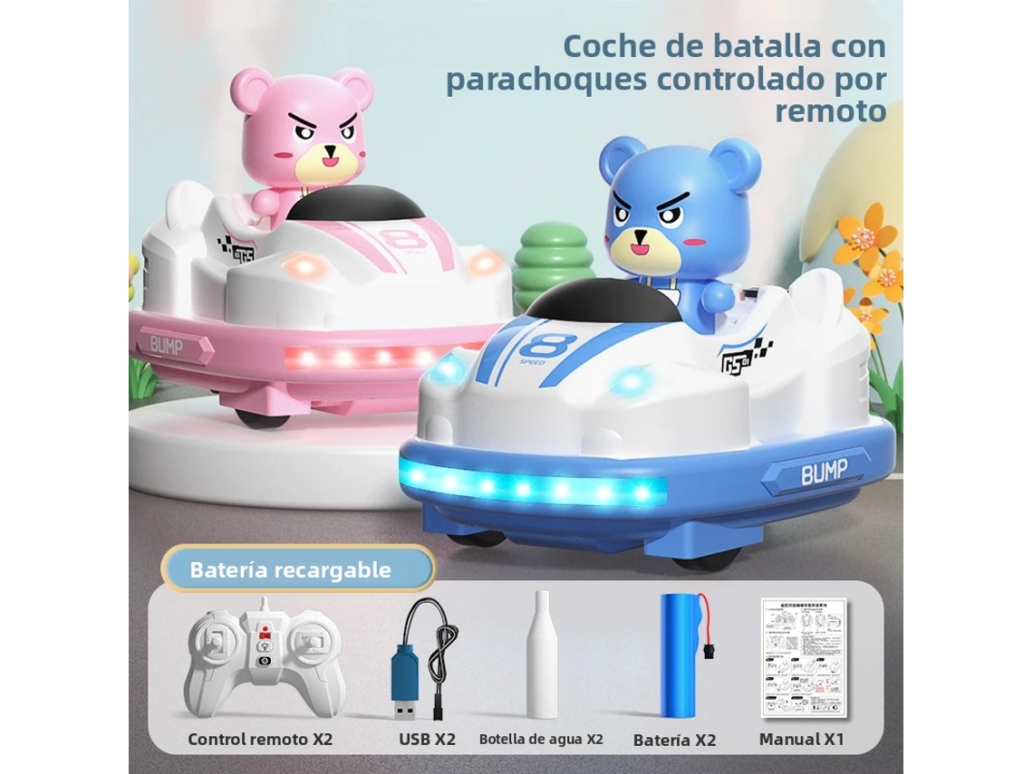 (2 Autos Chocadores) Karts de Batalla, con Control Remoto para Luces y Efectos de Sonido, Incluye Control Remoto y Pilas.