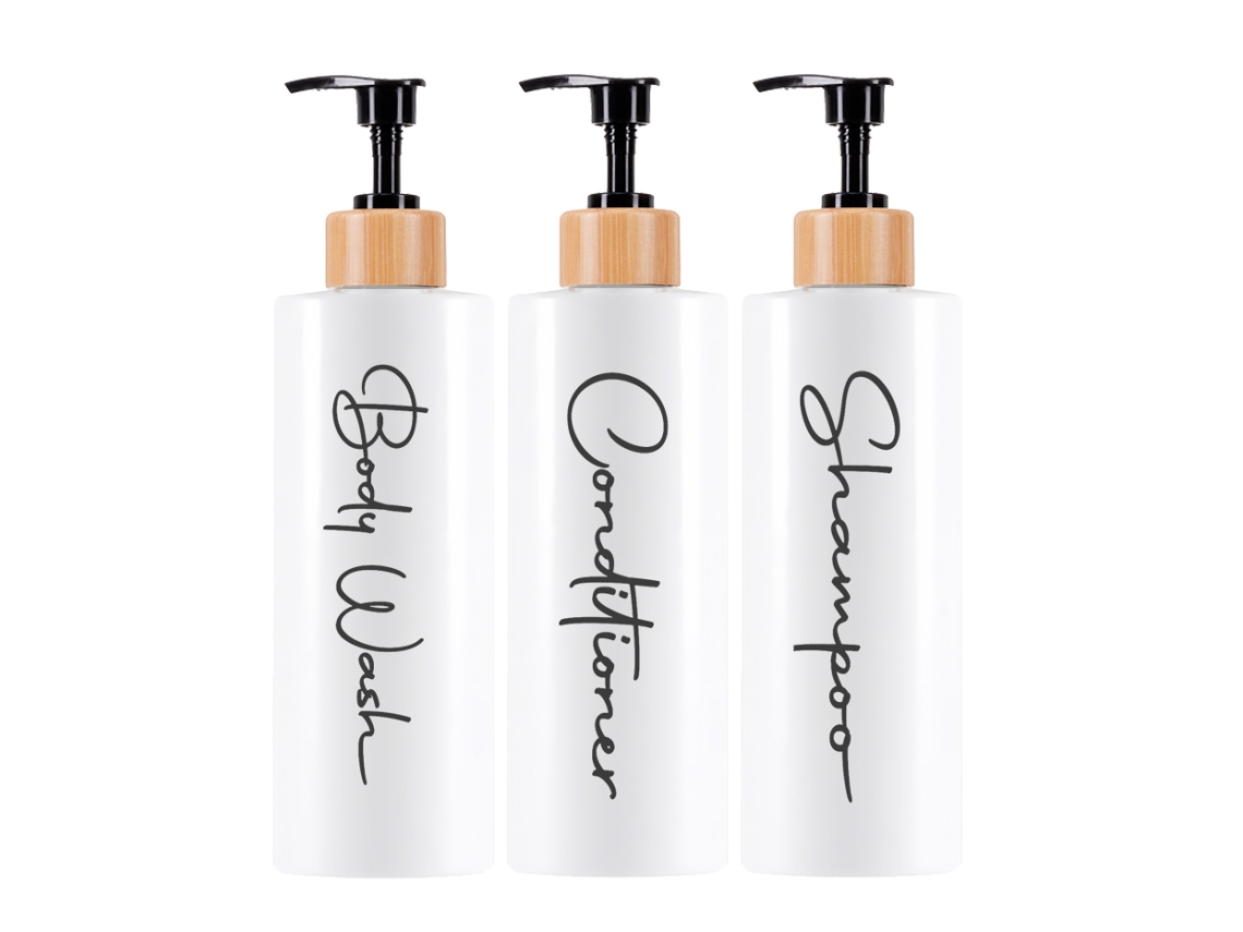 (blanco) Un Juego De 3 Dispensadores De Champú Y Acondicionador Rellenables, De 500 Ml Cada Uno.