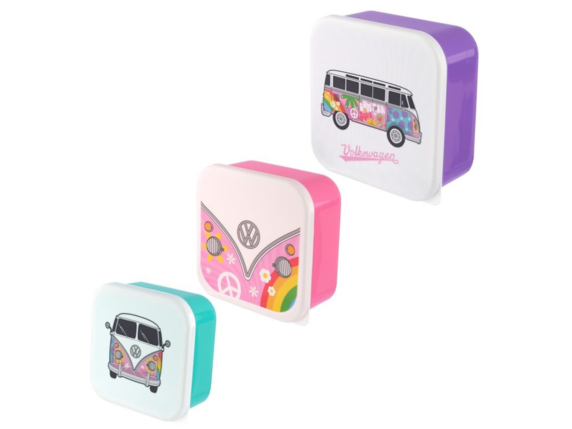 Paquete de 3 almuerzos box PUCKATOR Volkswagen Van Bus Combi VW T1 Summer Love